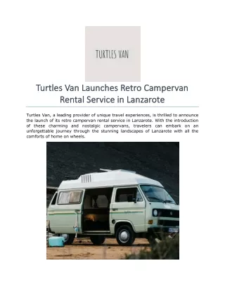 Turtles Van Launches Retro Campervan Rental Service in Lanzarote