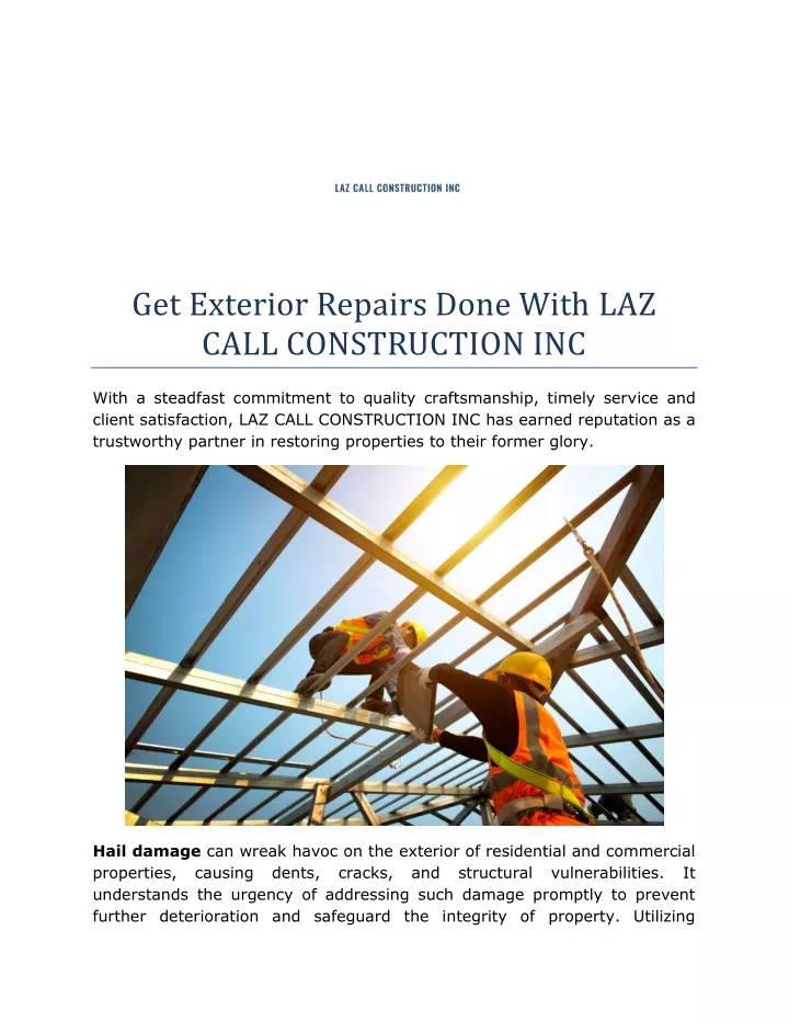 get exterior repairs done with laz call