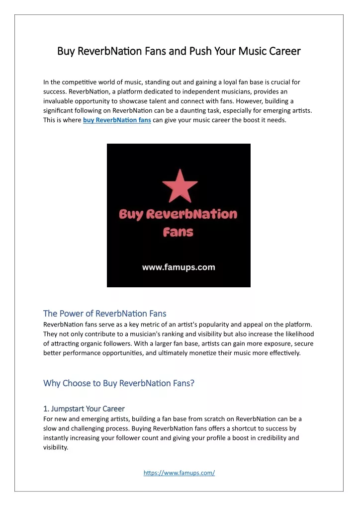 buy reverbnation fans and push your music career