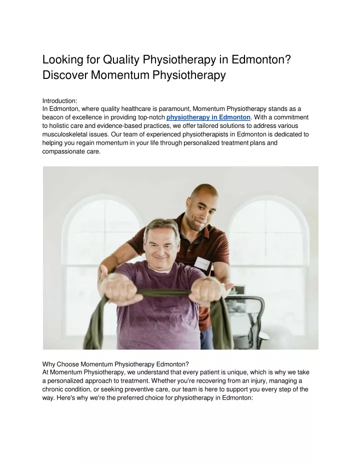 looking for quality physiotherapy in edmonton