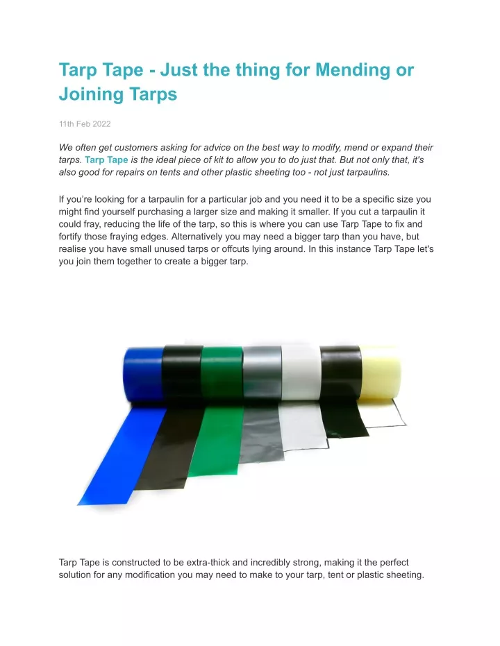 tarp tape just the thing for mending or joining