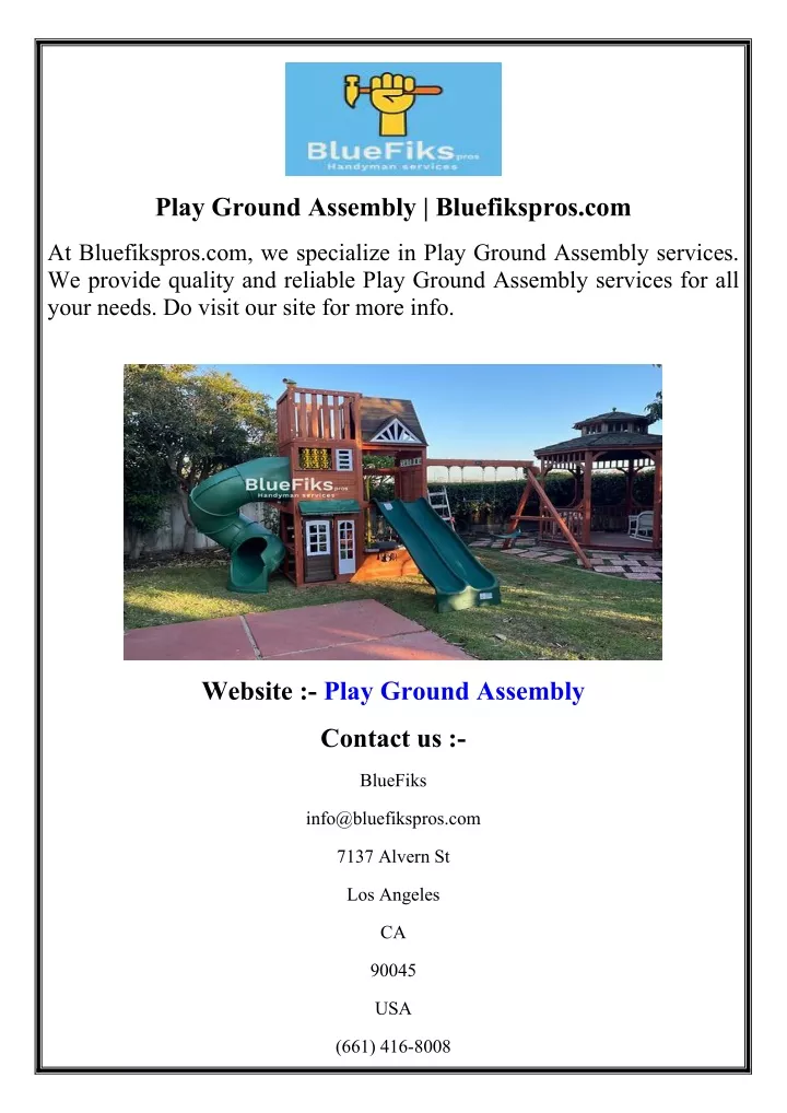 play ground assembly bluefikspros com