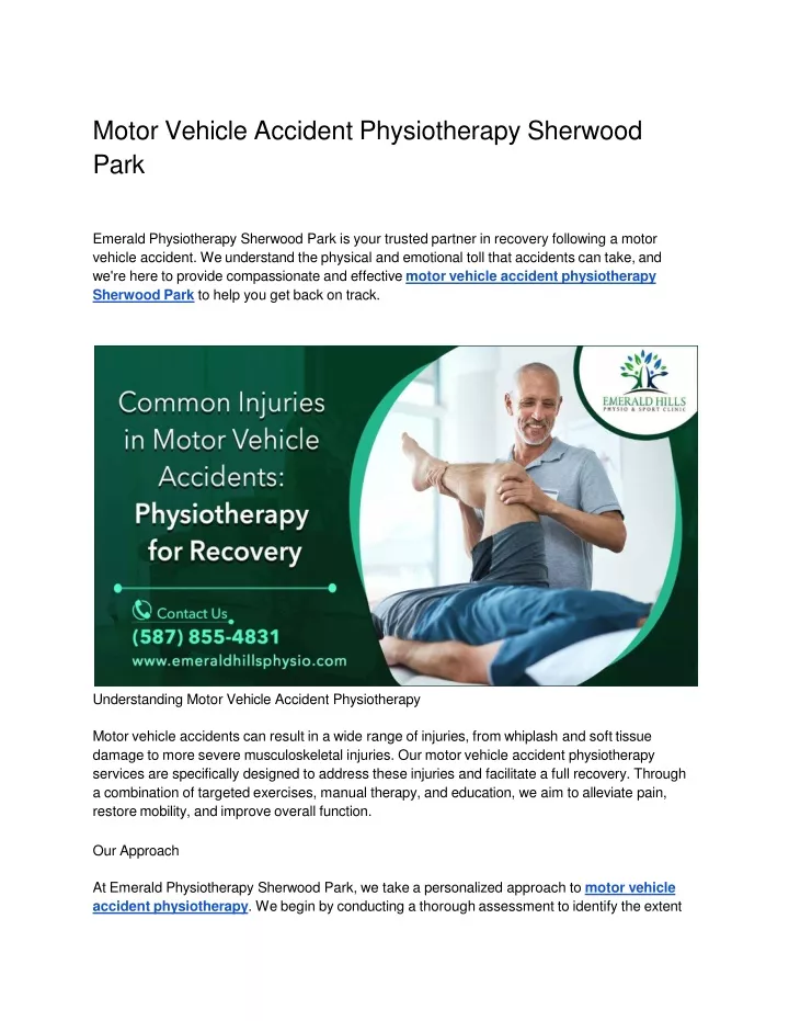 motor vehicle accident physiotherapy sherwood park