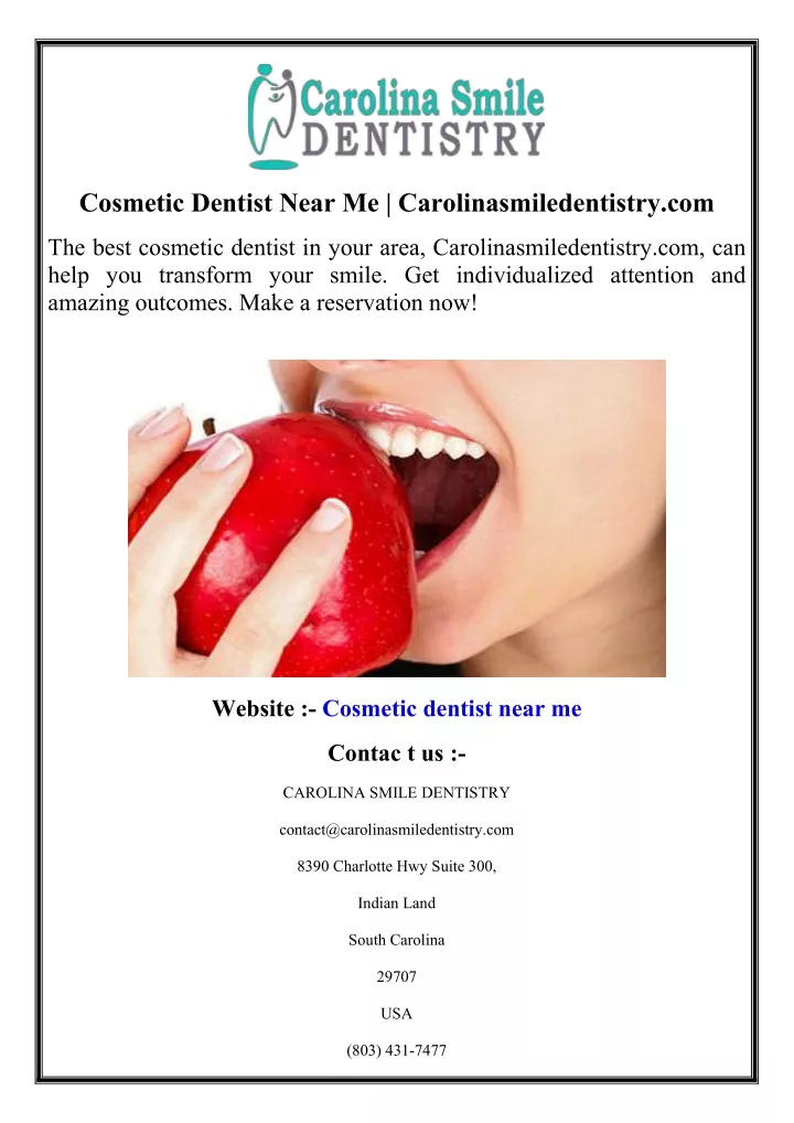 cosmetic dentist near me carolinasmiledentistry