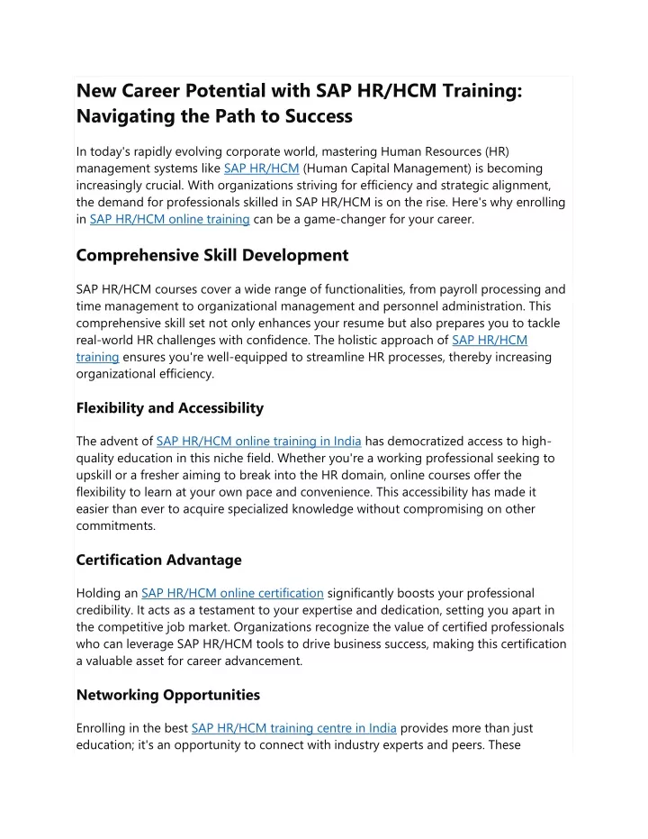 new career potential with sap hr hcm training