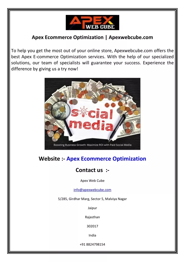 apex ecommerce optimization apexwebcube com