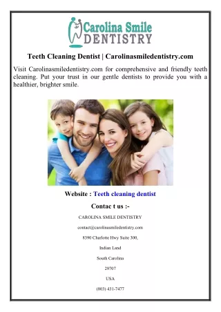 Teeth Cleaning Dentist  Carolinasmiledentistry.com