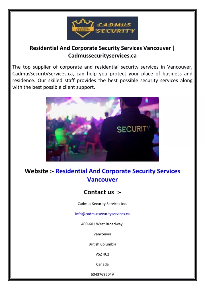 residential and corporate security services