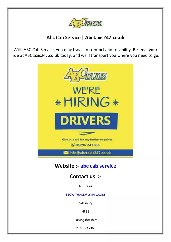 abc cab service abctaxis247 co uk