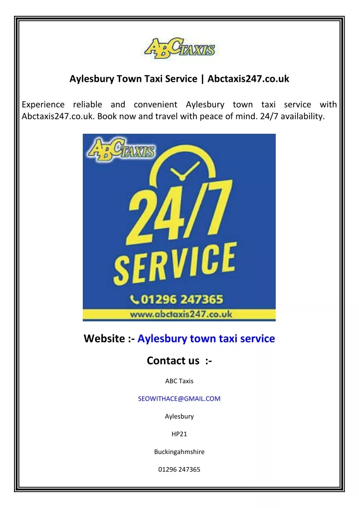 aylesbury town taxi service abctaxis247 co uk