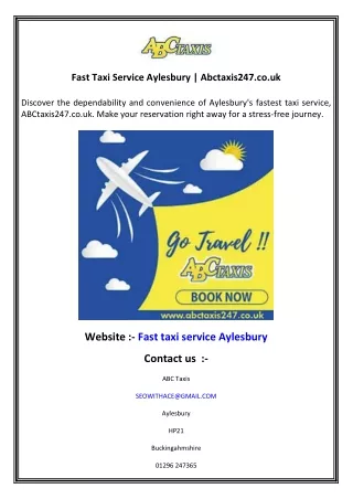 Fast Taxi Service Aylesbury  Abctaxis247.co.uk