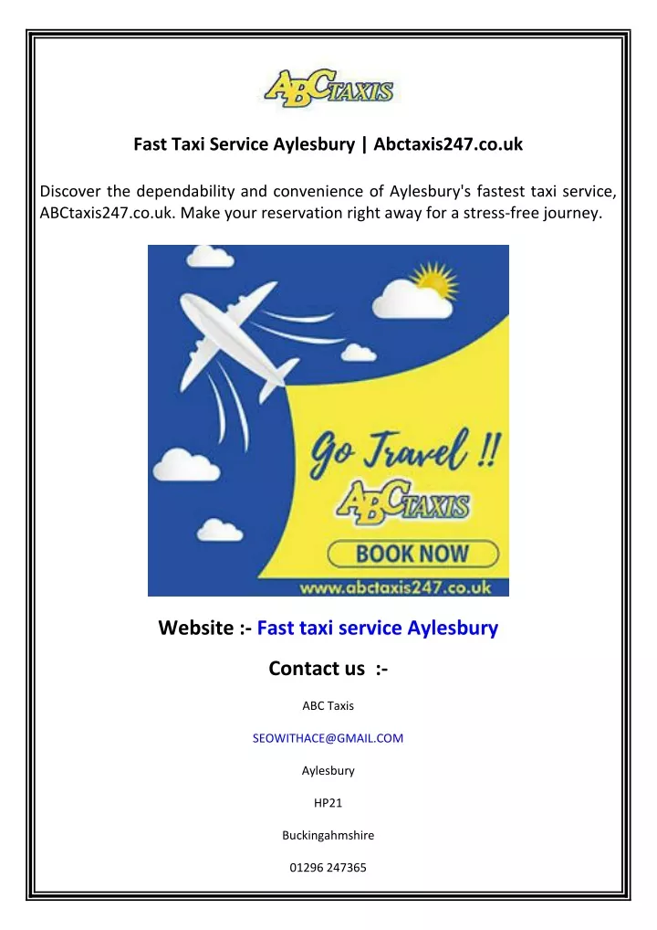 fast taxi service aylesbury abctaxis247 co uk