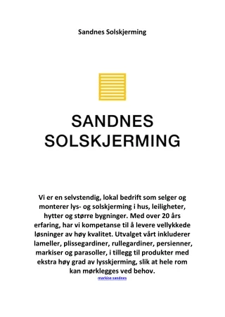 sandnessolskjerming