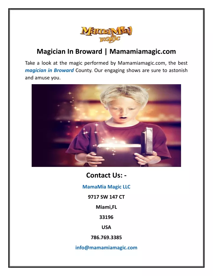 magician in broward mamamiamagic com