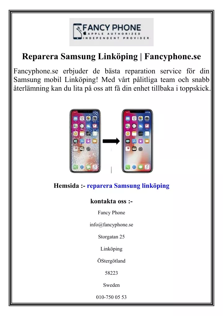 reparera samsung link ping fancyphone se