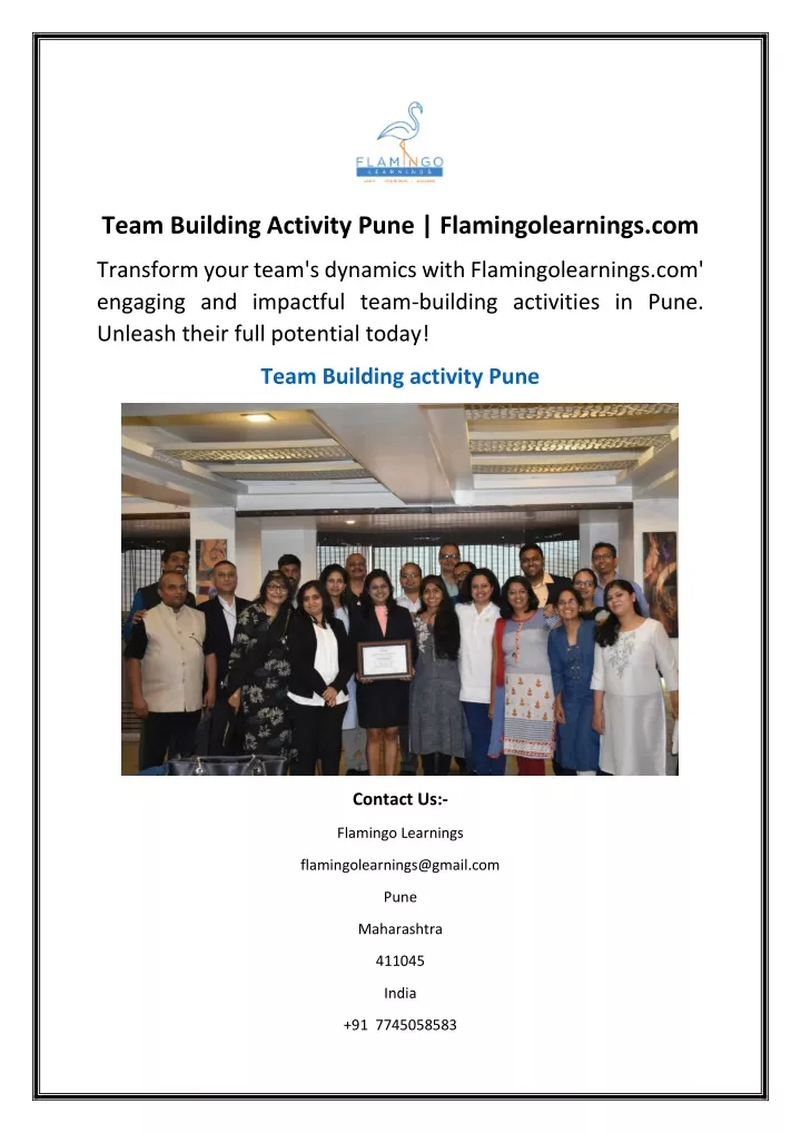 team building activity pune flamingolearnings com