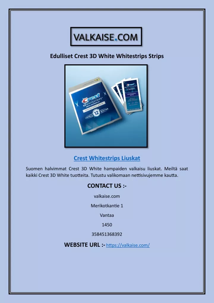 edulliset crest 3d white whitestrips strips