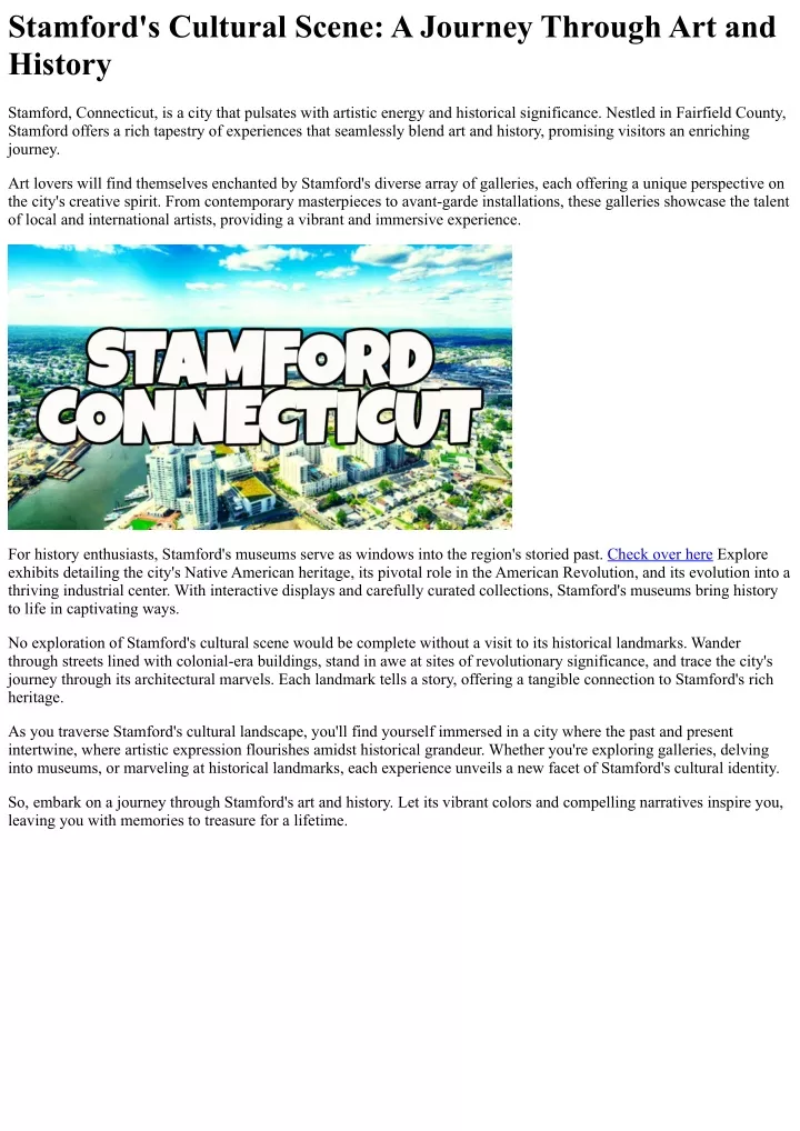 stamford s cultural scene a journey through