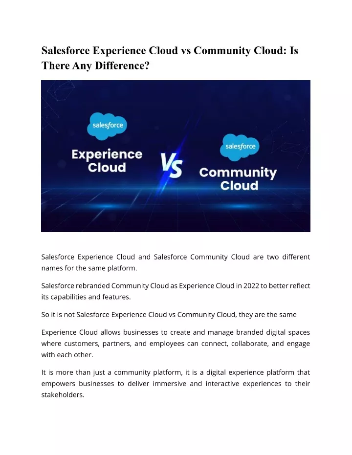 salesforce experience cloud vs community cloud