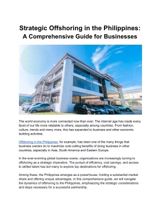 Strategic Offshoring in the Philippines_ A Comprehensive Guide for Businesses