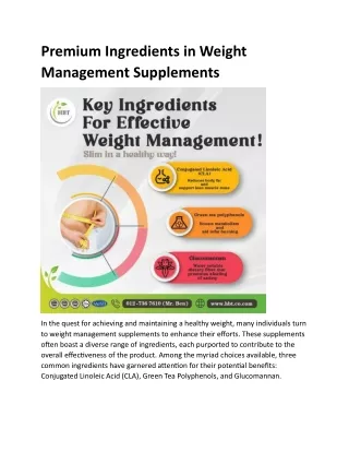 Premium Ingredients in Weight Management Supplements