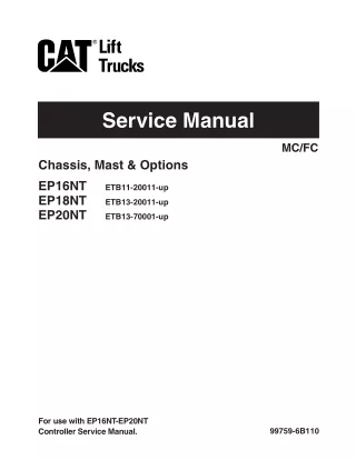 CATERPILLAR CAT EP18NT FORKLIFT LIFT TRUCK Service Repair Manual