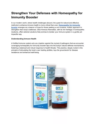 Homeopathy for Immunity Booster