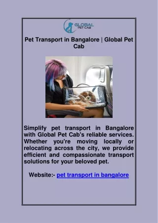 pet transport in bangalore