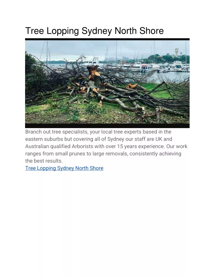 tree lopping sydney north shore