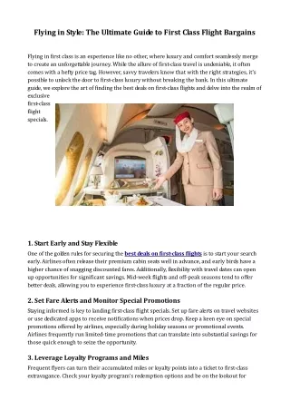 Flying in Style The Ultimate Guide to First Class Flight Bargains(1)