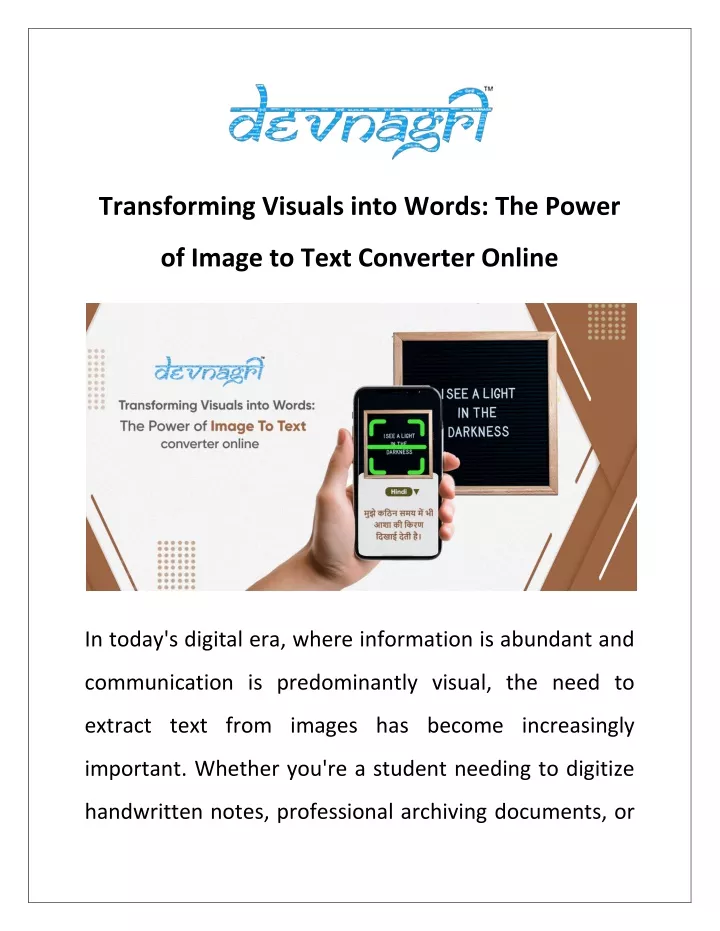 PPT - Transforming Visuals into Words: The Power of Image to Text 