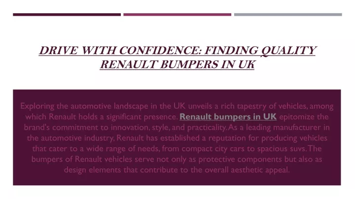 drive with confidence finding quality renault bumpers in uk