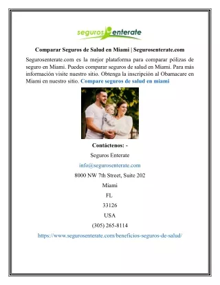 Comparar Seguros de Salud en Miami | Segurosenterate.com