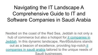 Navigating the IT Landscape A Comprehensive Guide to IT and Software Companies in Saudi Arabia