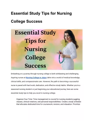 Essential Study Tips for Nursing College Success