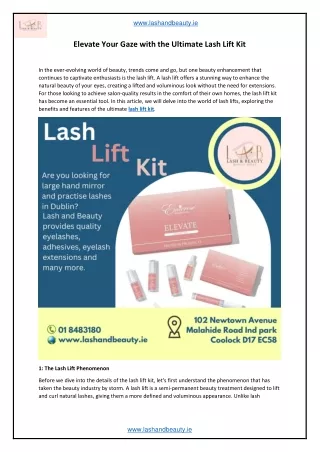 Elevate Your Gaze with the Ultimate Lash Lift Kit