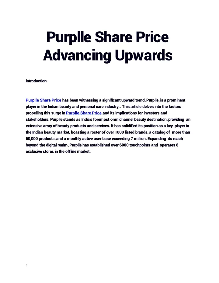 purplle share price advancing upwards