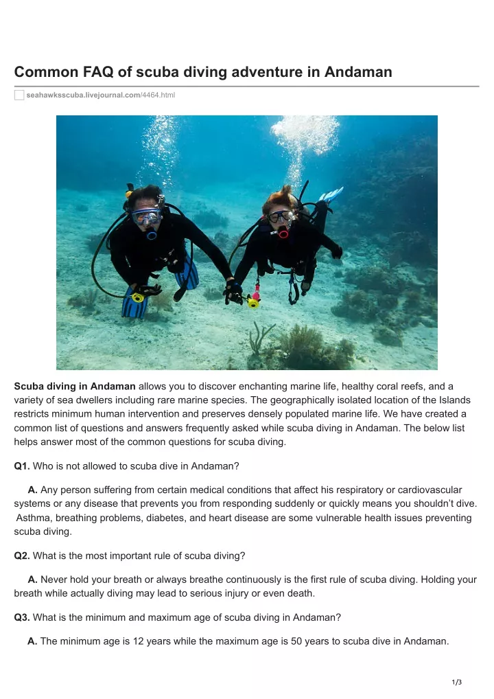 common faq of scuba diving adventure in andaman