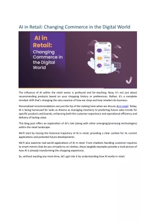 AI in Retail, Reshaping the Future