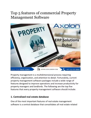 Top 5 features of commercial Property Management Software