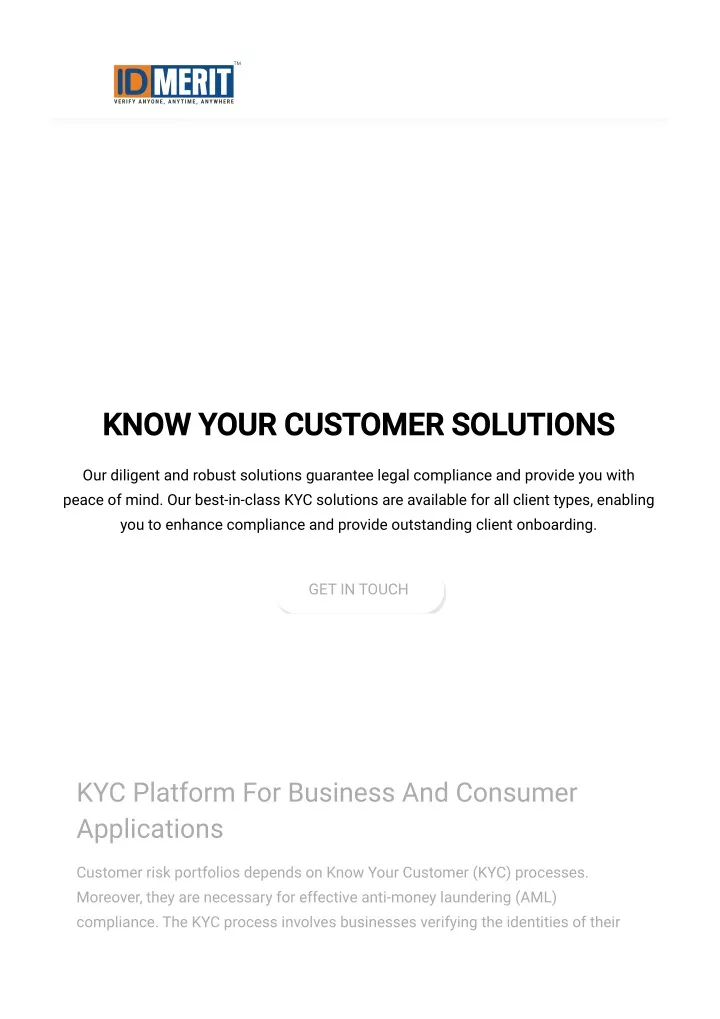 know your customer solutions