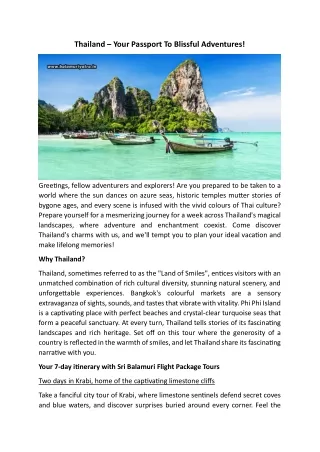Thailand – Your Passport To Blissful Adventures
