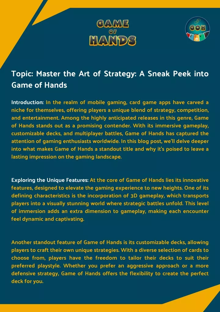 topic master the art of strategy a sneak peek