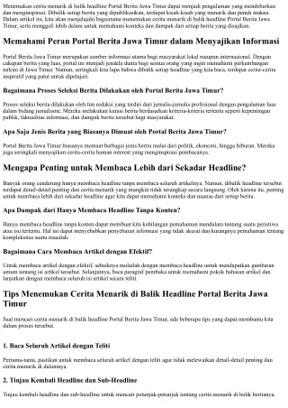 Menemukan Cerita Menarik di Balik Headline Portal Berita Jawa Timur