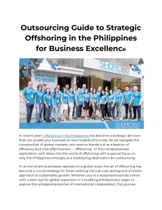 Outsourcing Guide to Strategic Offshoring in the Philippines for Business Excellence