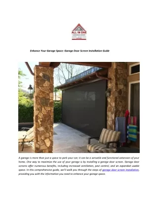 Enhance Your Garage Space Garage Door Screen Installation Guide