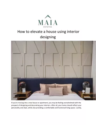 How to elevate a house using interior designing