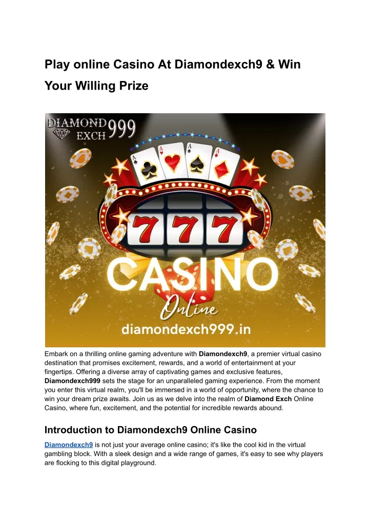 play online casino at diamondexch9 win