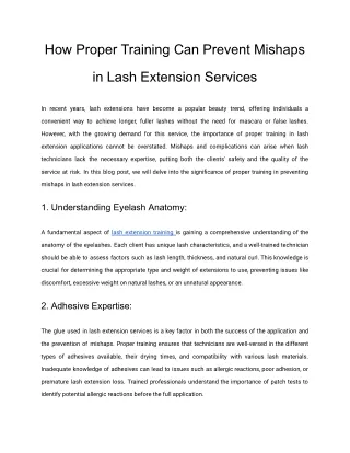 How Proper Training Can Prevent Mishaps in Lash Extension Services