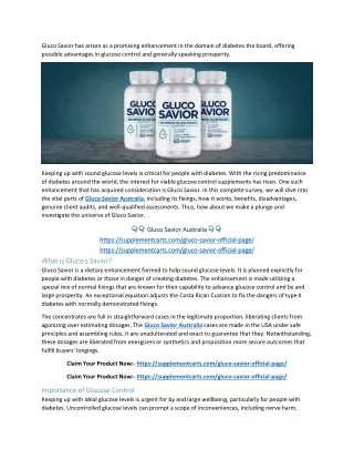 Gluco Savior Australia Scam Or Legit {2024} Latest Updates!